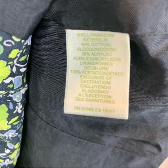 Sigrid Olsen sz 10P Tweed Cotton Green Navy Blazer Jacket Floral Career Classic - Picture 7 of 8